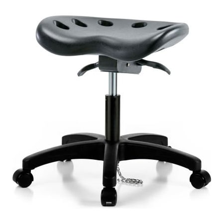 E Com Interion ESD Polyurethane Tractor Stool W/ Seat Tilt - Black w/ Black Base GT821ESD